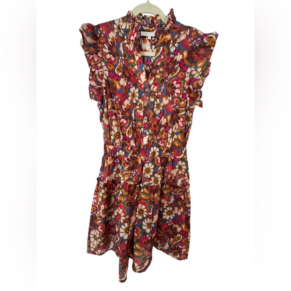 Olivaceous Multicolor Floral Ruffle Mini Dress Women’s Size Medium